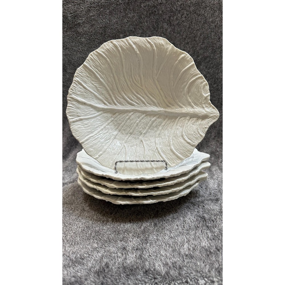 Vintage Cabbage Leaf Melamine Plates – Set of 5 Botanical Cottagecore Dinnerware